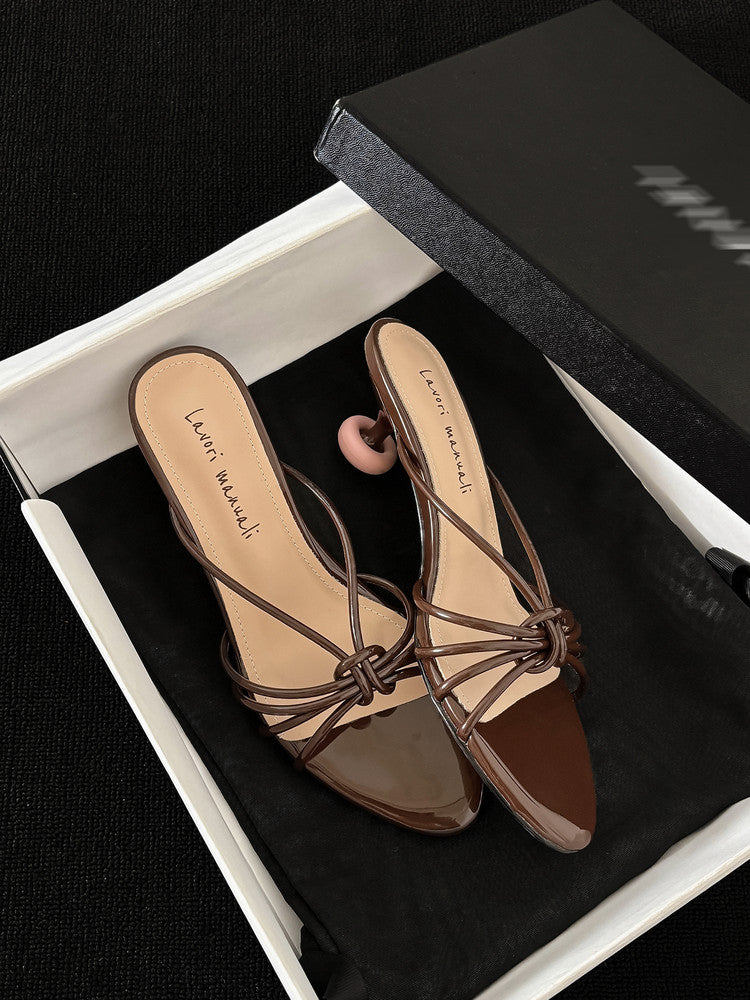 Karin Luna In Stock In Stock  In Stock Round Toe Cross Hollow Round Toe Stiletto Slippers