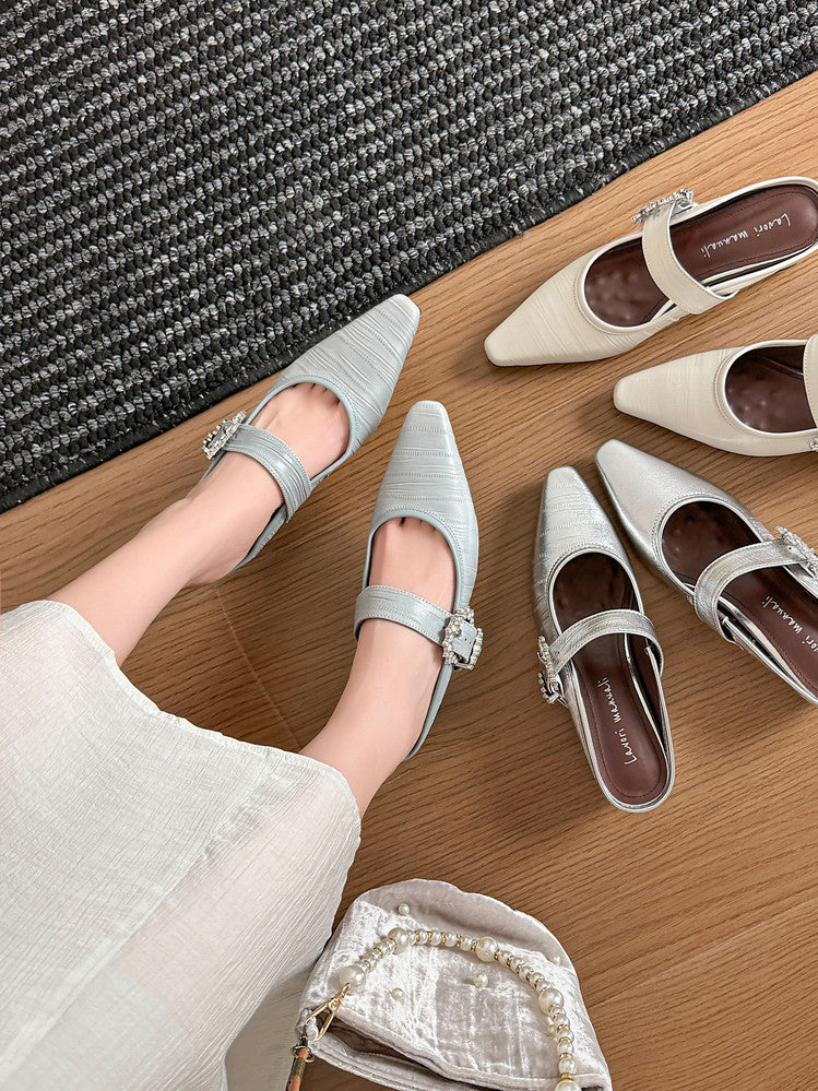 Karin Luna In Stock Spot Goods Full Layer Rhinestone Exquisite Closed-Toe Slippers