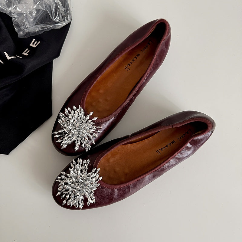 Karin Luna Full Leather Inside and Out~Gorgeous Fireworks Flat Granny Shoes