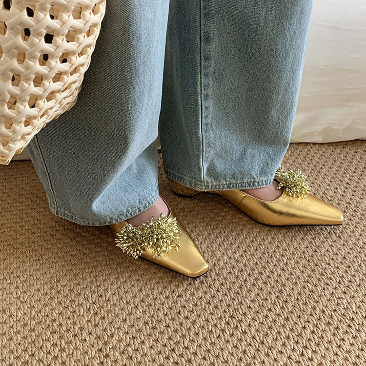 Karin Luna Brilliant Fireworks~Elegant Square-Toed Closed-Toe Chunky Heel Sandals