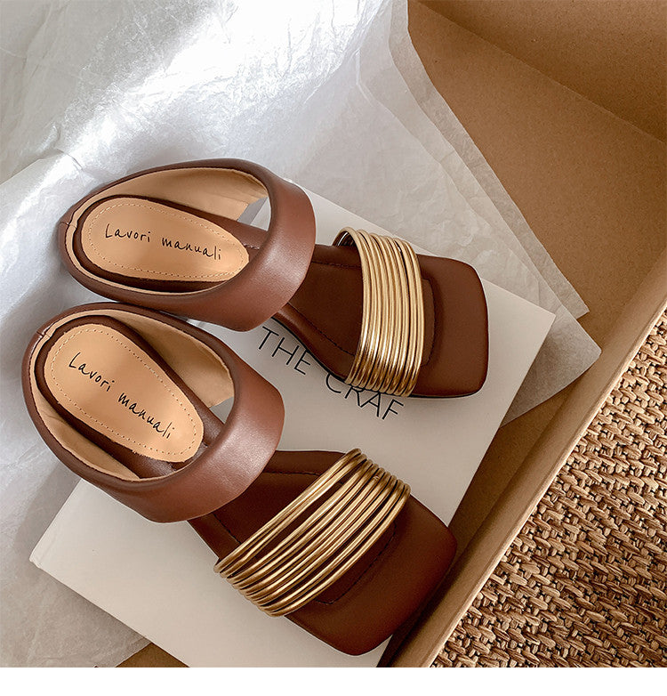 Karin Luna In Stock In Stock Minimalist Style Square-Toed Elegant Slippers