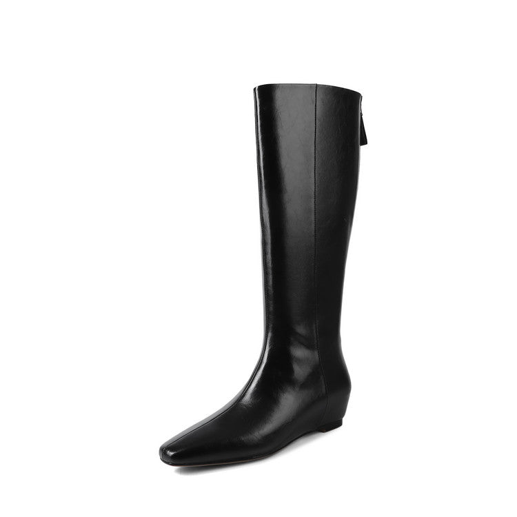 Karin Luna Minimalist Style Square-Toe Hidden Heel Long Boots