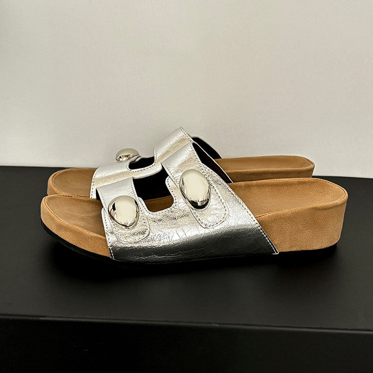 Karin Luna   Casual Style   Thick Sole Belt Buckle Slide Sandals