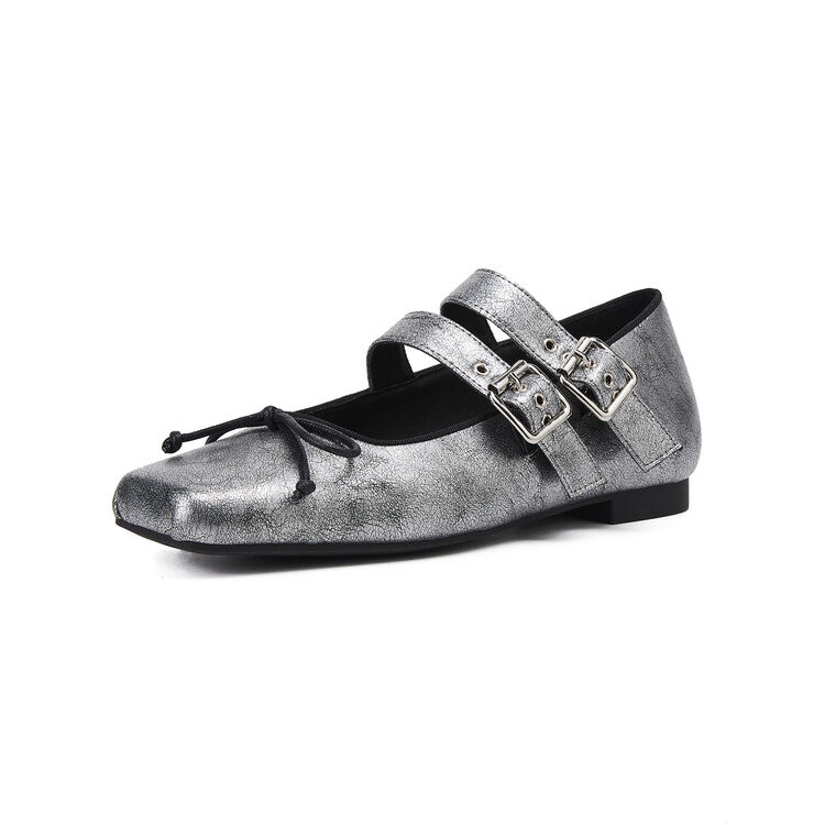Karin Luna Future Sense silver~Spot Goods Spot Goods Hot-selling Bowknot Retro Belt Buckle Ballet Mary Jane Shoes