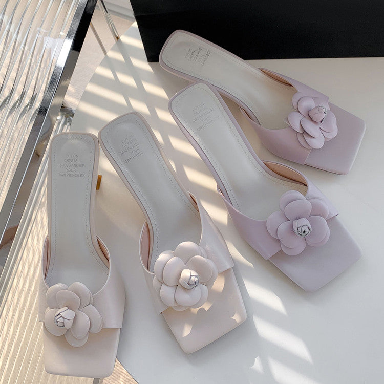 Karin Luna Flower of Wealth in the World~Says purple has a lot of charm Spot Goods Spot Goods  Three-Dimensional Camellia Elegant Sandals