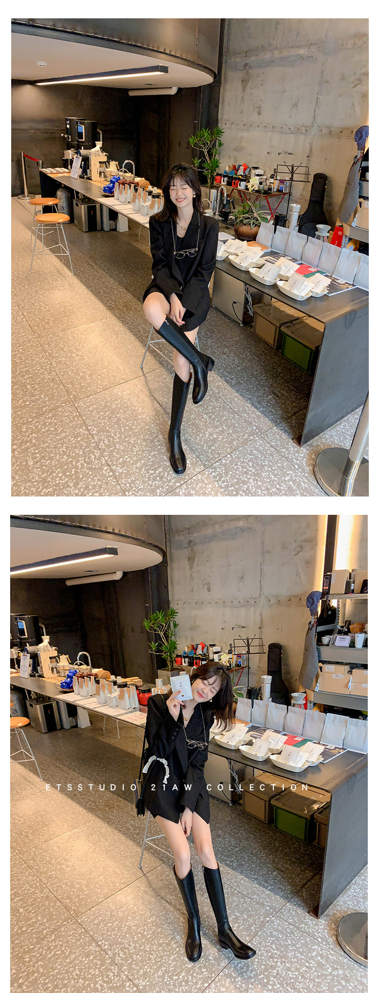 Karin Luna Internet Celebrity Photo  Best-selling in stock Full Leather Basic Long Boots  Winter Essential Combat Boots