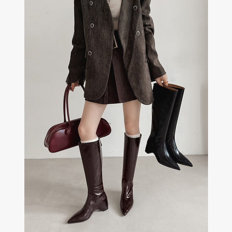 Karin Luna Elegant Style Pointed Toe Internal Height Increase Long Boots