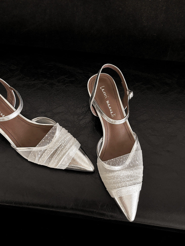 Karin Luna In Stock Spot Goods  Elegant Mesh Pointed Toe Sandals