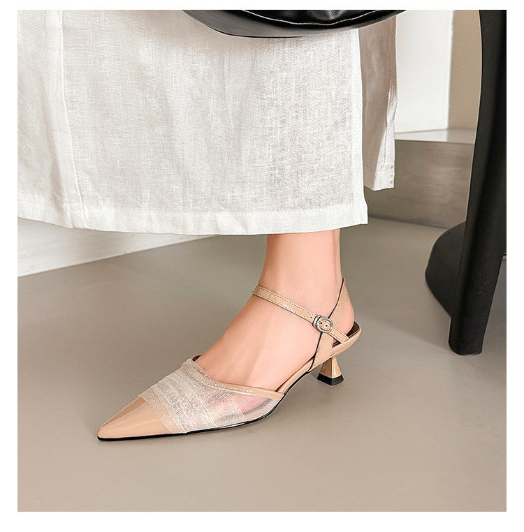 Karin Luna In Stock Spot Goods  Elegant Mesh Pointed Toe Sandals