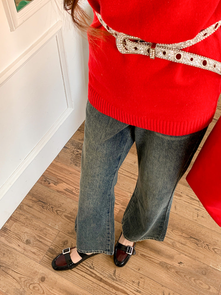 Karin Luna In Stock Spot Goods One-Strap Height-Increasing Belt Buckle Single Shoes