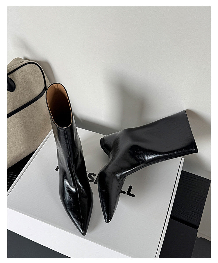 Karin Luna Elegant Pointed Toe Hidden Wedge Short Boots