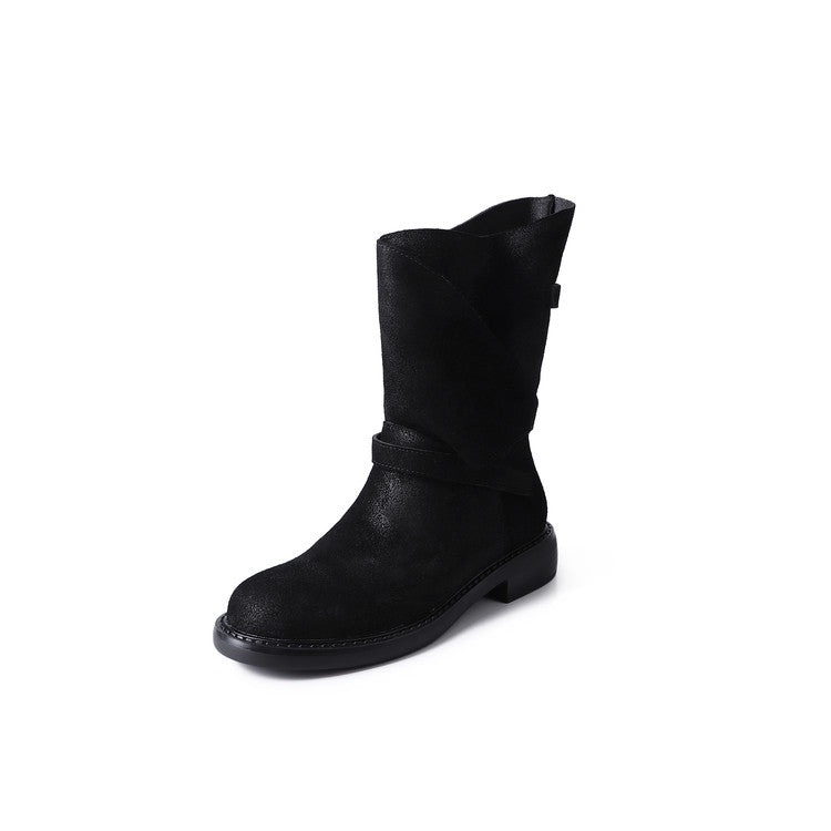 Karin Luna In Stock Spot Goods  Super textured Lazy Style Thick-Soled Ankle Boots