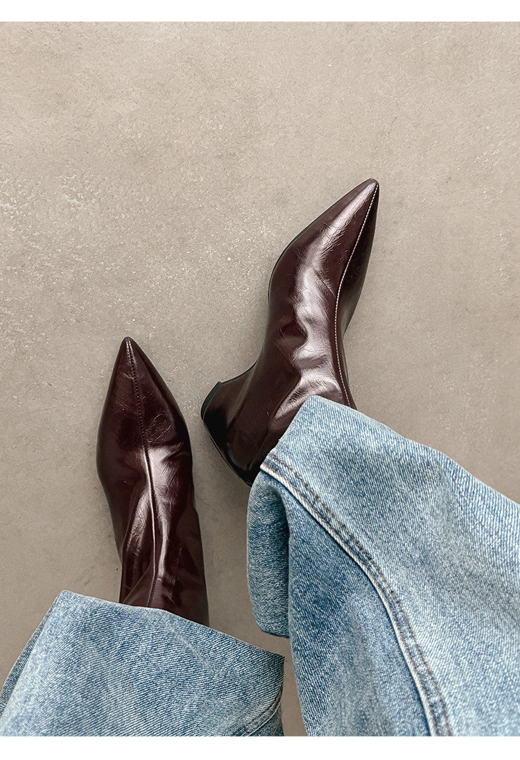 Karin Luna Versatile Elegant Style Pointed Toe Hidden Wedge Short Boots