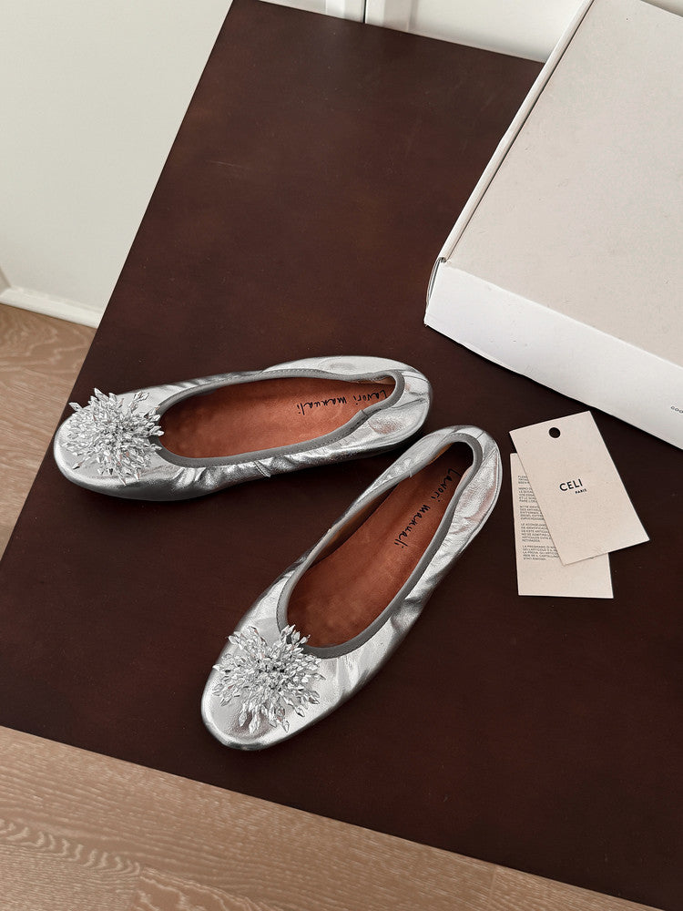 Karin Luna Full Leather Inside and Out~Gorgeous Fireworks Flat Granny Shoes