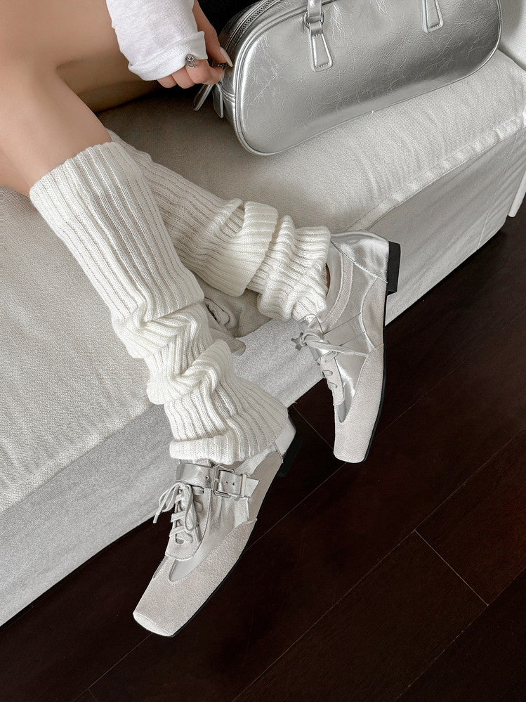 Karin Luna In Stock Spot Goods  Designed retro square-toe ballet shoes with laces