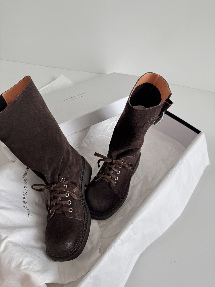 Karin Luna Bestseller Large Tube Thick Sole Martin Boots with Belt Buckle