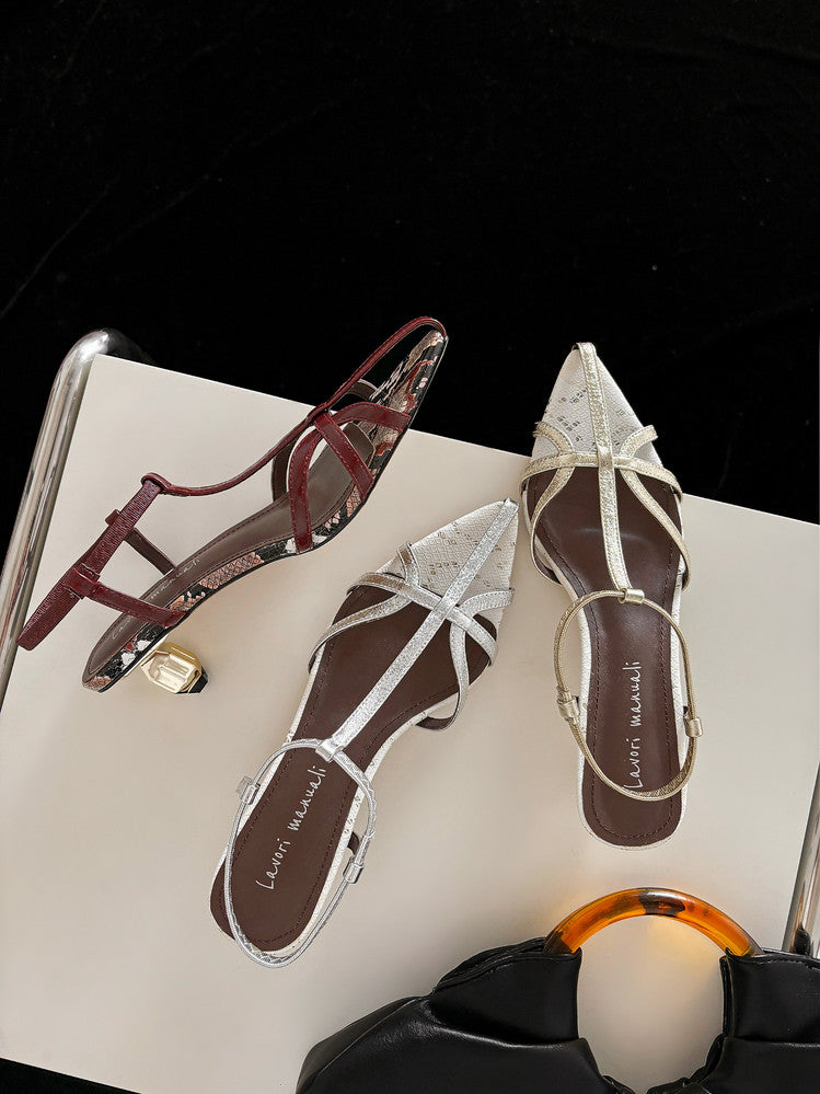 Karin Luna In Stock Spot Goods  French-style Hollow-out Thin Strap Sandals
