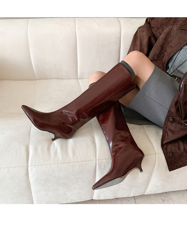 Karin Luna In Stock In Stock    Stunning Elegant Style Kitten Heel Straight Long Boots