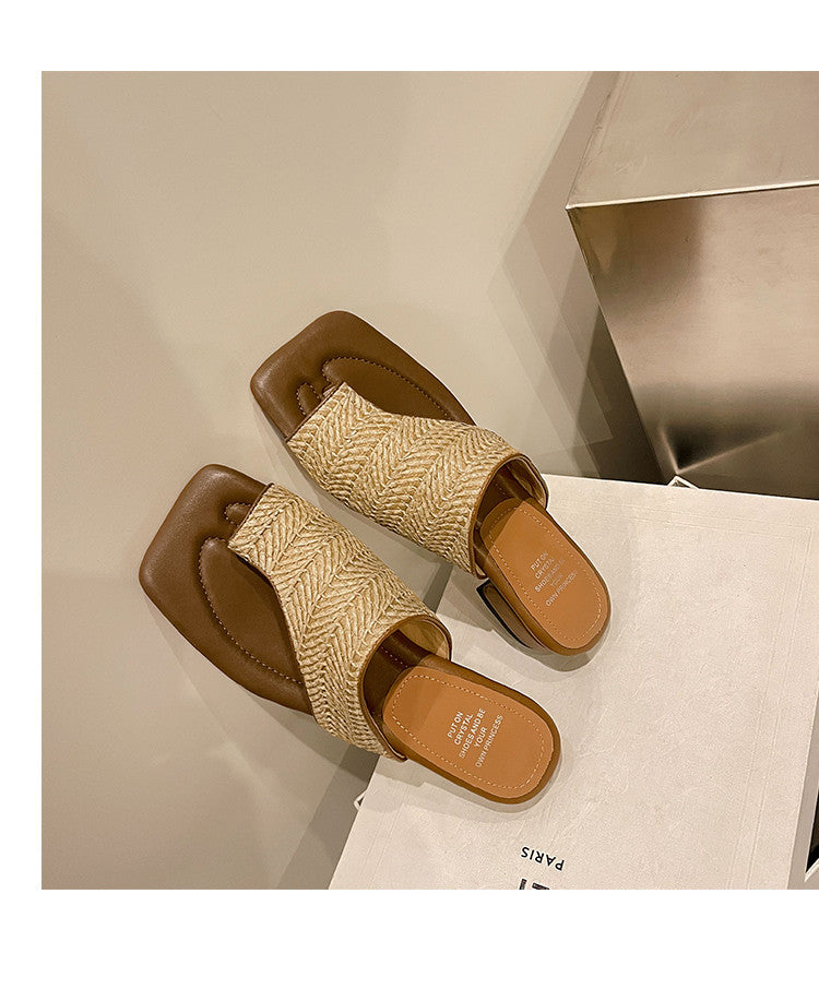 Karin Luna Bestseller  Popular  Data Hot-Selling Toe-Clip Straw Vacation Style Slippers