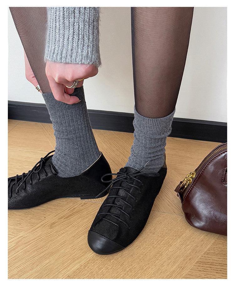 Karin Luna In Stock In Stock   Xiaohongshu Hot-Selling Lace-Up Round-Toe Deep Mouth Single Shoes