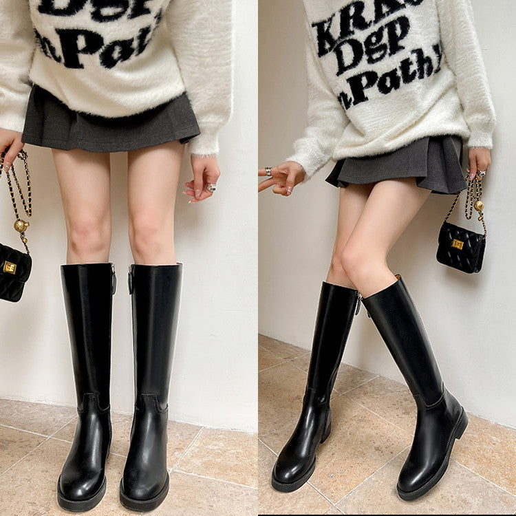 Karin Luna In Stock In-stock Basic Classic Timeless Round Toe Casual Riding Boots