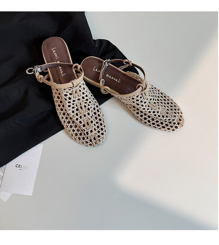 Karin Luna In Stock Spot Goods  Resort Style Series~Casual woven closed-toe flat sandals