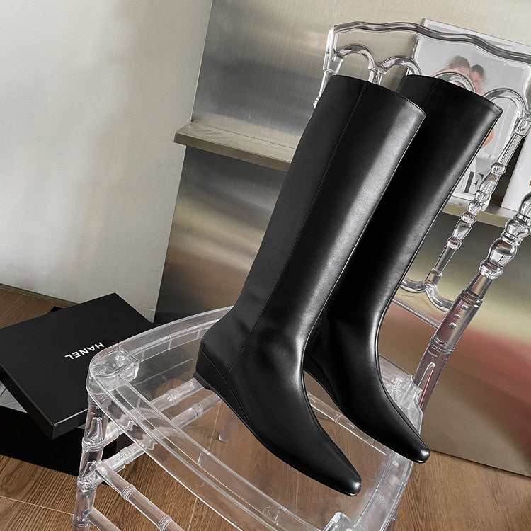 Karin Luna In Stock  In-stock Square Toe Straight Slip-on Long Boots