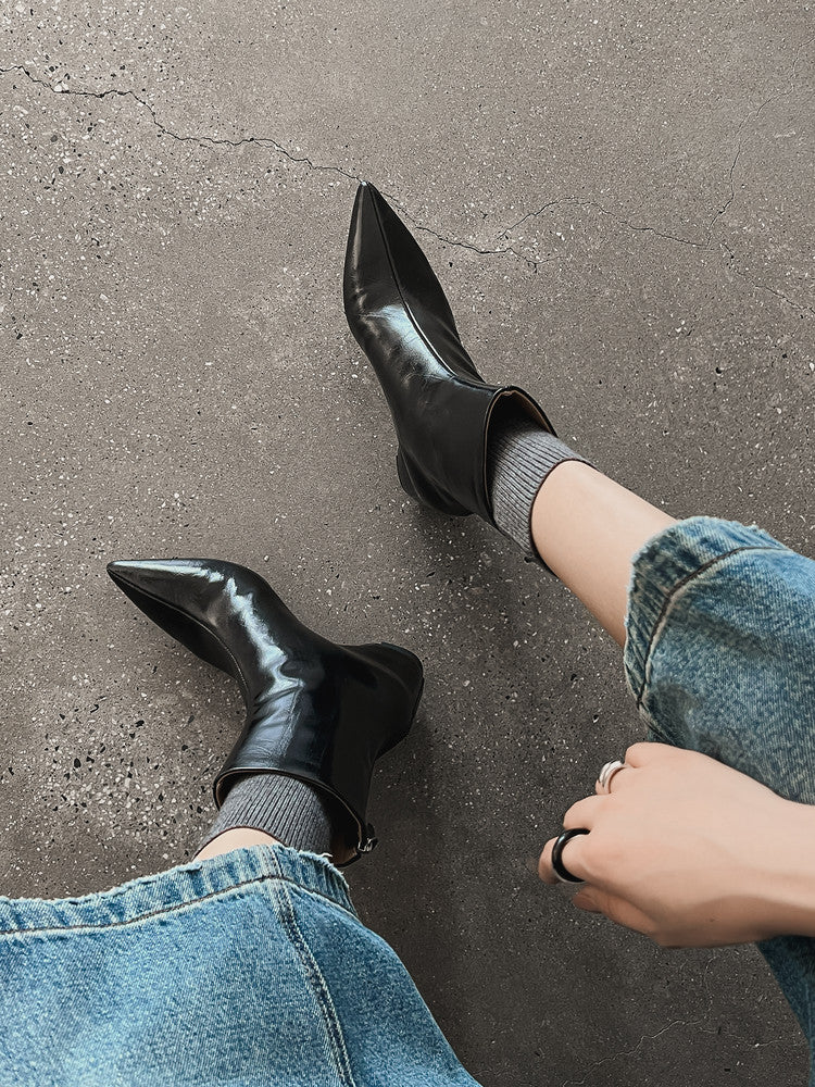 Karin Luna Versatile Elegant Style Pointed Toe Hidden Wedge Short Boots