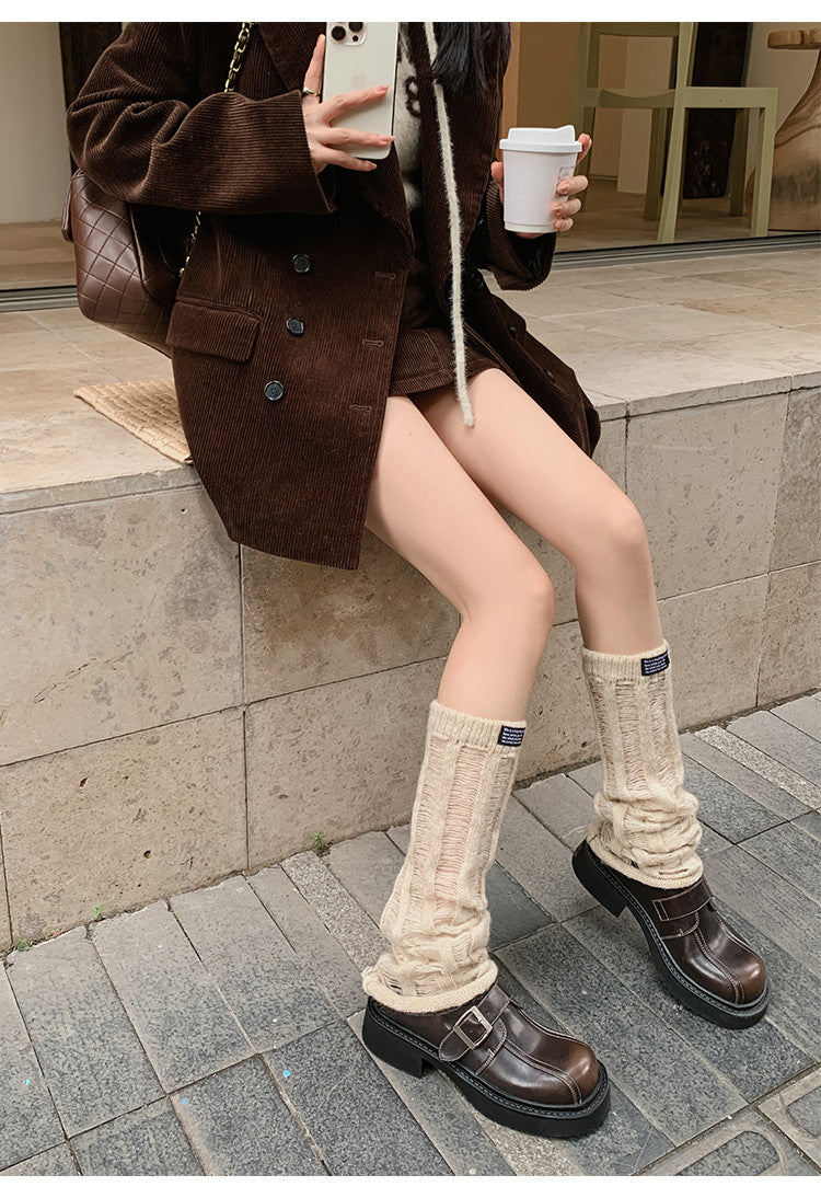 Karin Luna In Stock Spot Goods Metal Round Toe Cow Leather Thick Sole Flats