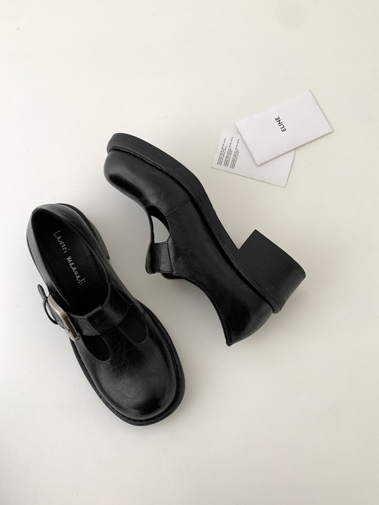 Karin Luna In Stock Spot Goods round Head t Round Toe British Style Single Shoes