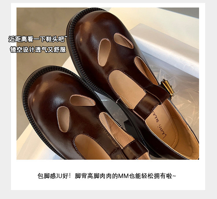 Karin Luna In Stock Spot Goods Minimalist Retro British Style Irregular Hollow Single Shoes