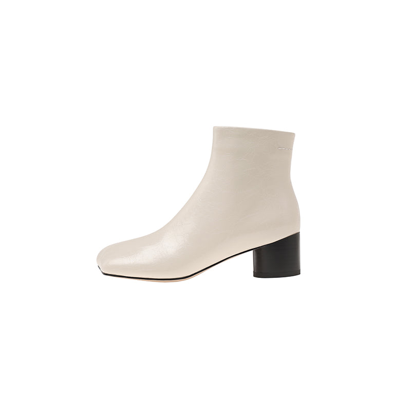 Karin Luna French Style Square Toe Chunky Heel Ankle Boots