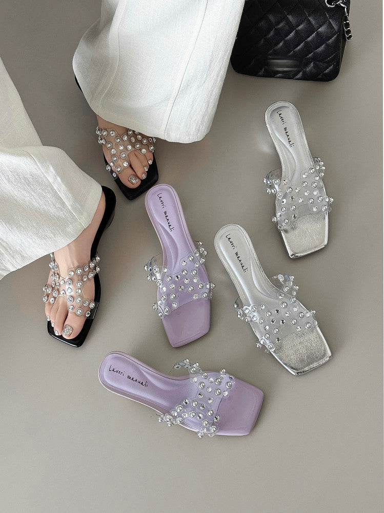 Karin Luna In Stock Spot Goods Classic versatile transparent sequin slippers