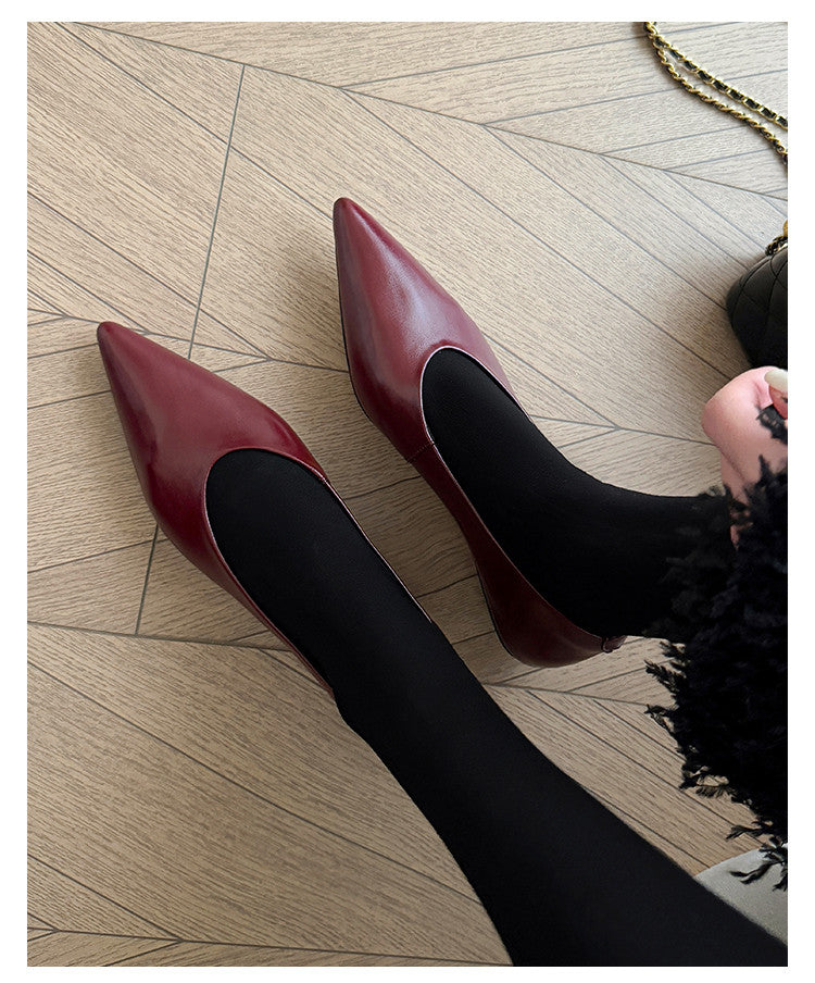 Karin Luna In Stock Spot Goods Classic three-color pointed toe metal heel shoes