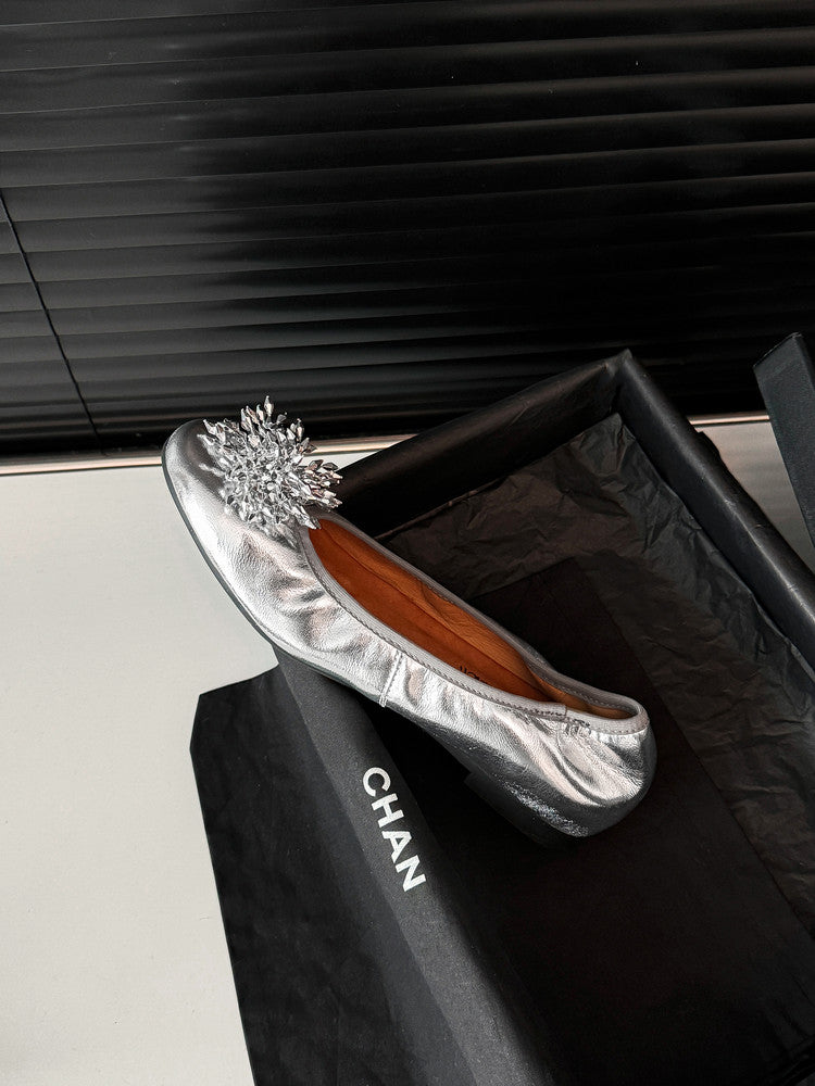 Karin Luna Full Leather Inside and Out~Gorgeous Fireworks Flat Granny Shoes