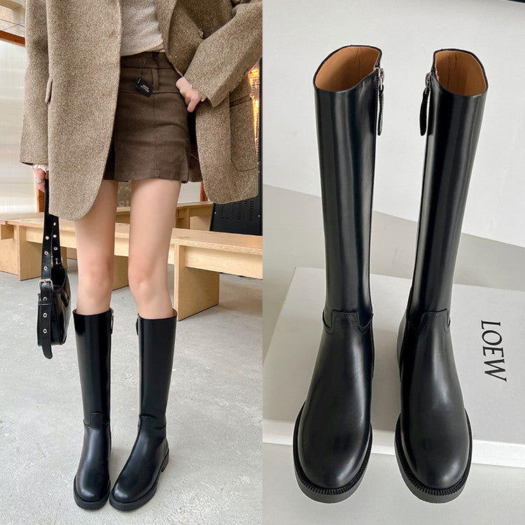 Karin Luna In Stock In-stock Basic Classic Timeless Round Toe Casual Riding Boots
