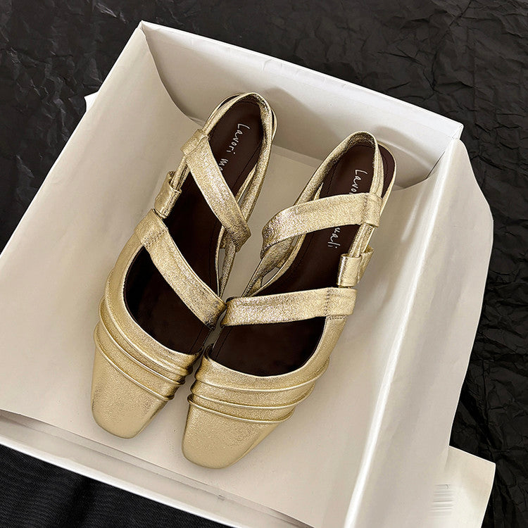 Karin Luna In Stock In Stock Minimalist Soft Upper Small Square Toe Chunky Heel Sandals