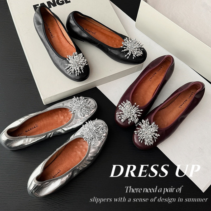 Karin Luna Full Leather Inside and Out~Gorgeous Fireworks Flat Granny Shoes