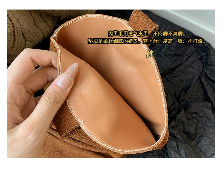 Karin Luna Elegant Style  Pointed Toe Wrinkled Wide Western Boots
