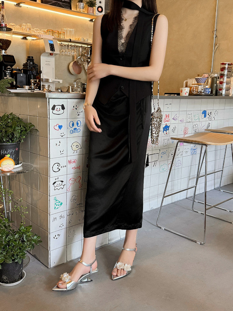 Karin Luna In Stock Spot Goods  Classic Camellia Pointed Toe Elegant Irregular Heel Sandals
