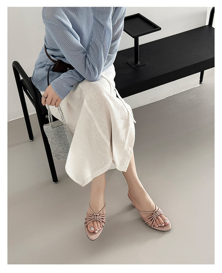 Karin Luna In Stock In Stock  In Stock Round Toe Cross Hollow Round Toe Stiletto Slippers