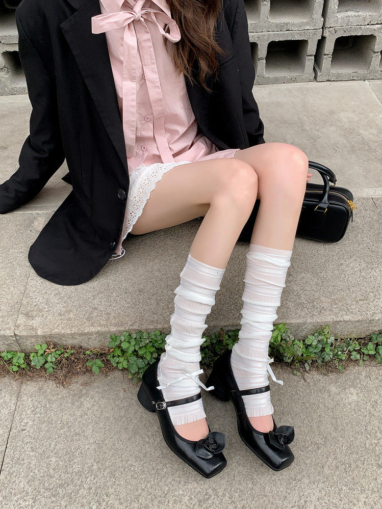 Karin Luna In Stock Spot Goods  Vintage Three-Dimensional Camellia Square-Toed Mary Jane Shoes