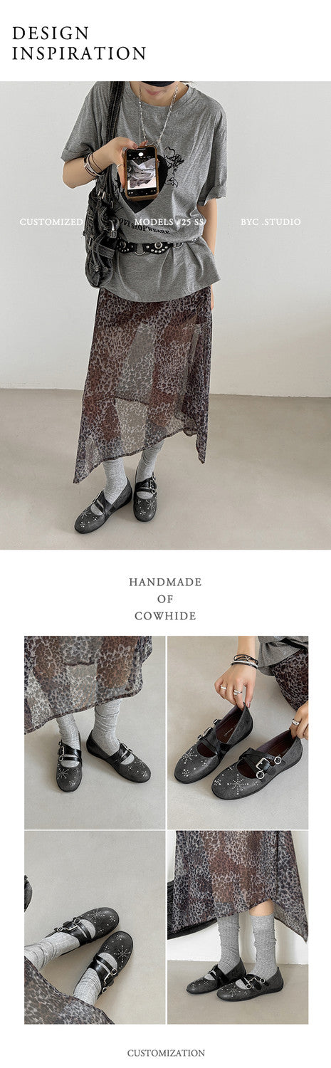Karin Luna In Stock Spot Goods Studded Rivet Hidden Wedge Mary Jane Shoes