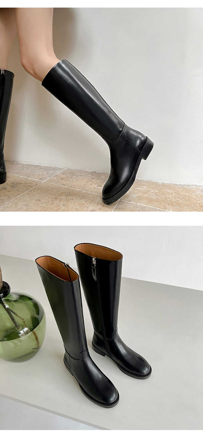 Karin Luna In Stock In-stock Basic Classic Timeless Round Toe Casual Riding Boots