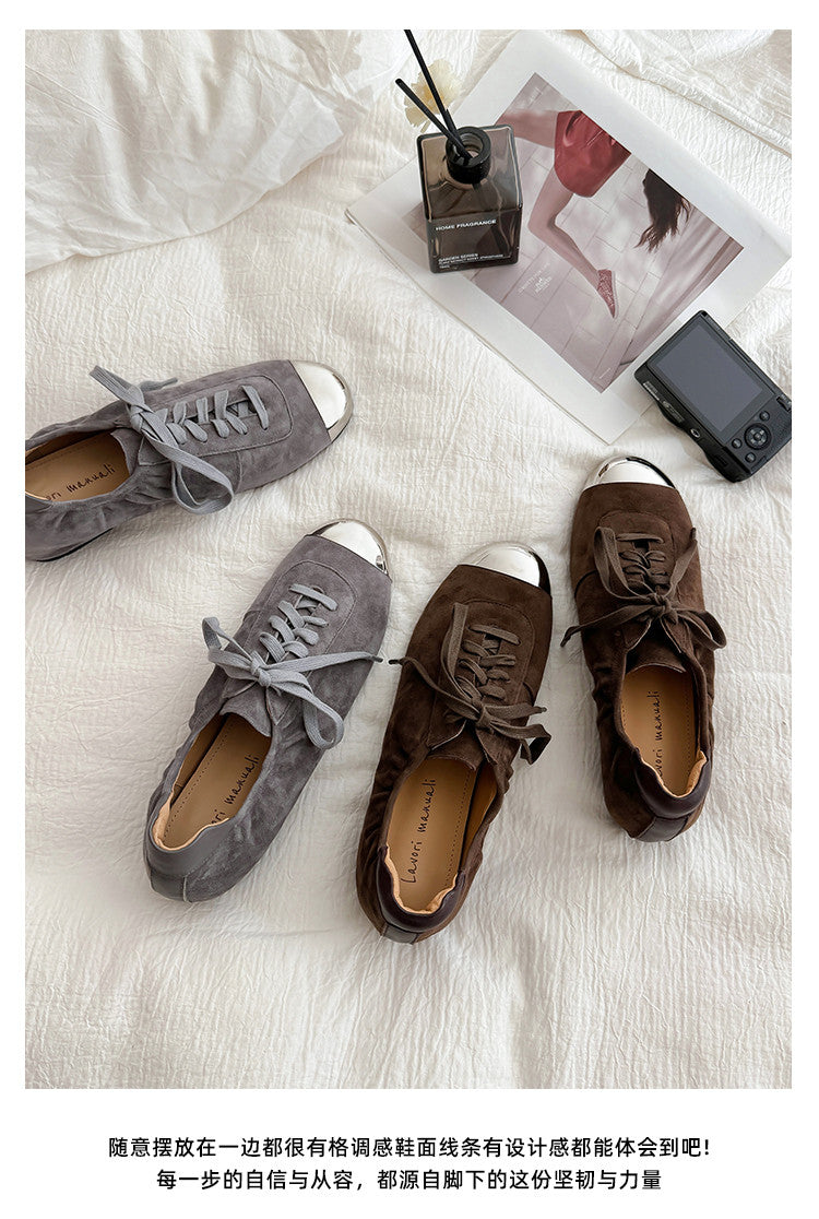 Karin Luna In Stock In Stock  High-end Metal Toe Lace-up Flats