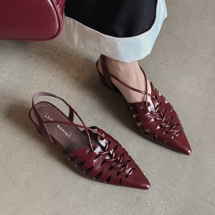 Karin Luna Braided Style ~Cross-woven Pointed Toe Closed-toe Sandals