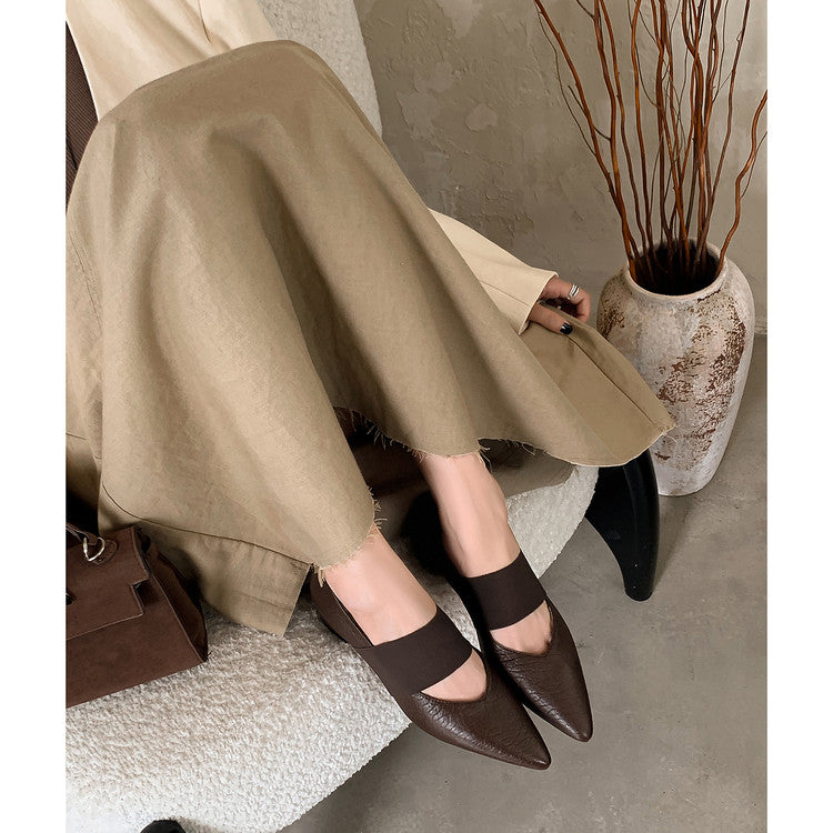 Karin Luna  Popular Pointed Toe Hidden Heel Strap Single Shoes