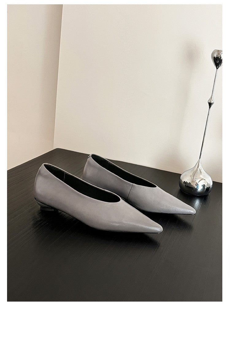Karin Luna In Stock Spot Goods Classic three-color pointed toe metal heel shoes