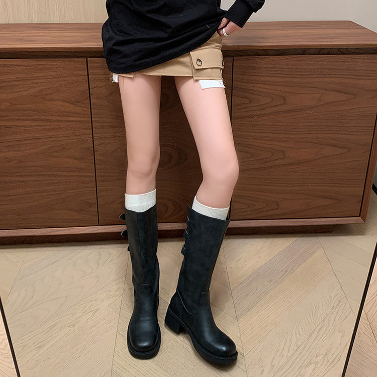Karin Luna In Stock In Stock Thigh Circumference Belt Buckle Thick Sole Rider Boots