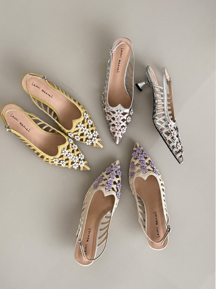 Karin Luna In Stock Spot Goods  Purely Handmade Flowers High-end Hollow Out Sandals